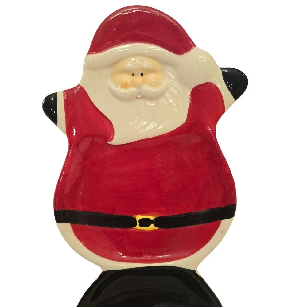 Vintage Santa Ceramic Tray Treat/Candy Dish/Kitchen‎ Spoon Rest Good Used Cond